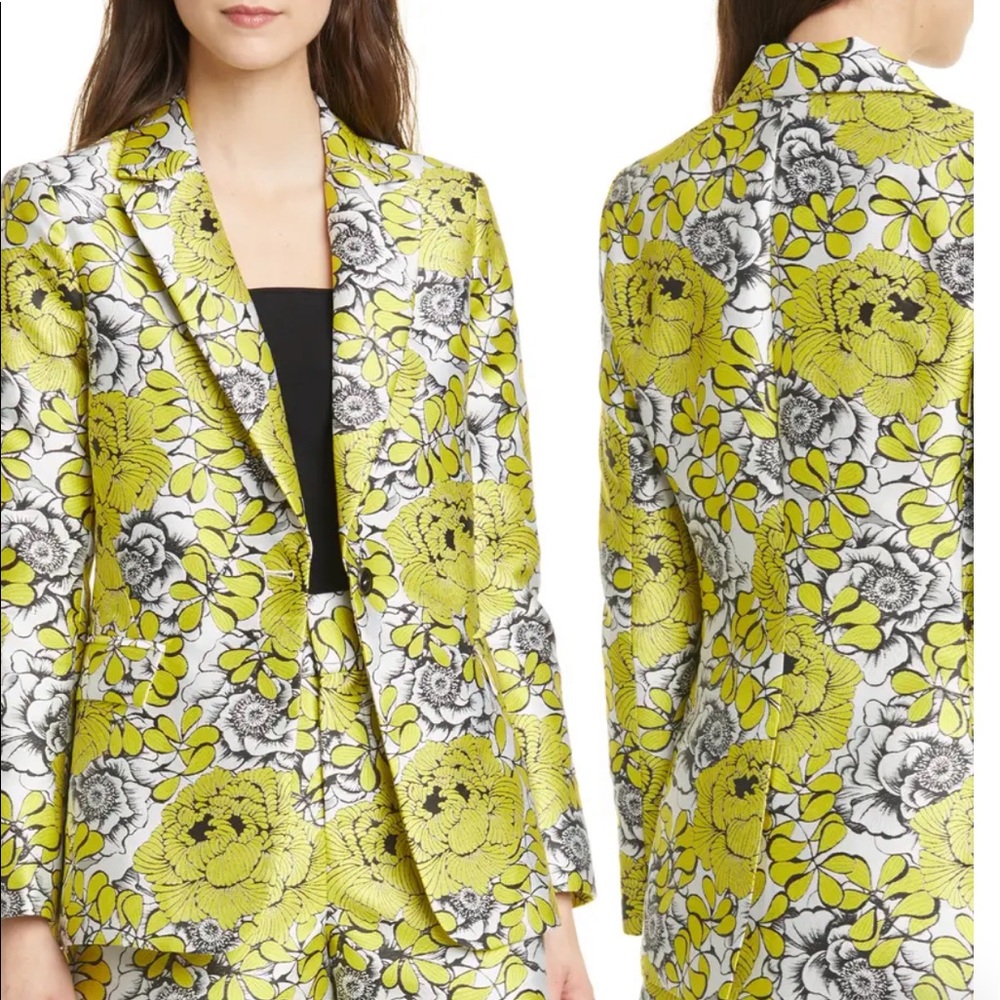 Alice + Olivia Yellow and Black Floral Blazer